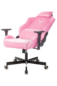 Кресло игровое Knight N1 Fabric розовый Velvet 36 с подголов. крестовина металл