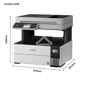 МФУ струйный Epson L6490 (C11CJ88405), A4, цветной, печ. до 17 стр/мин. (ч/б) до 9.5 стр/мин. (цвет), 1200 x 4800 dpi (печать) 1200x2400dpi (скан.), USB, RJ-45, Wi-Fi
