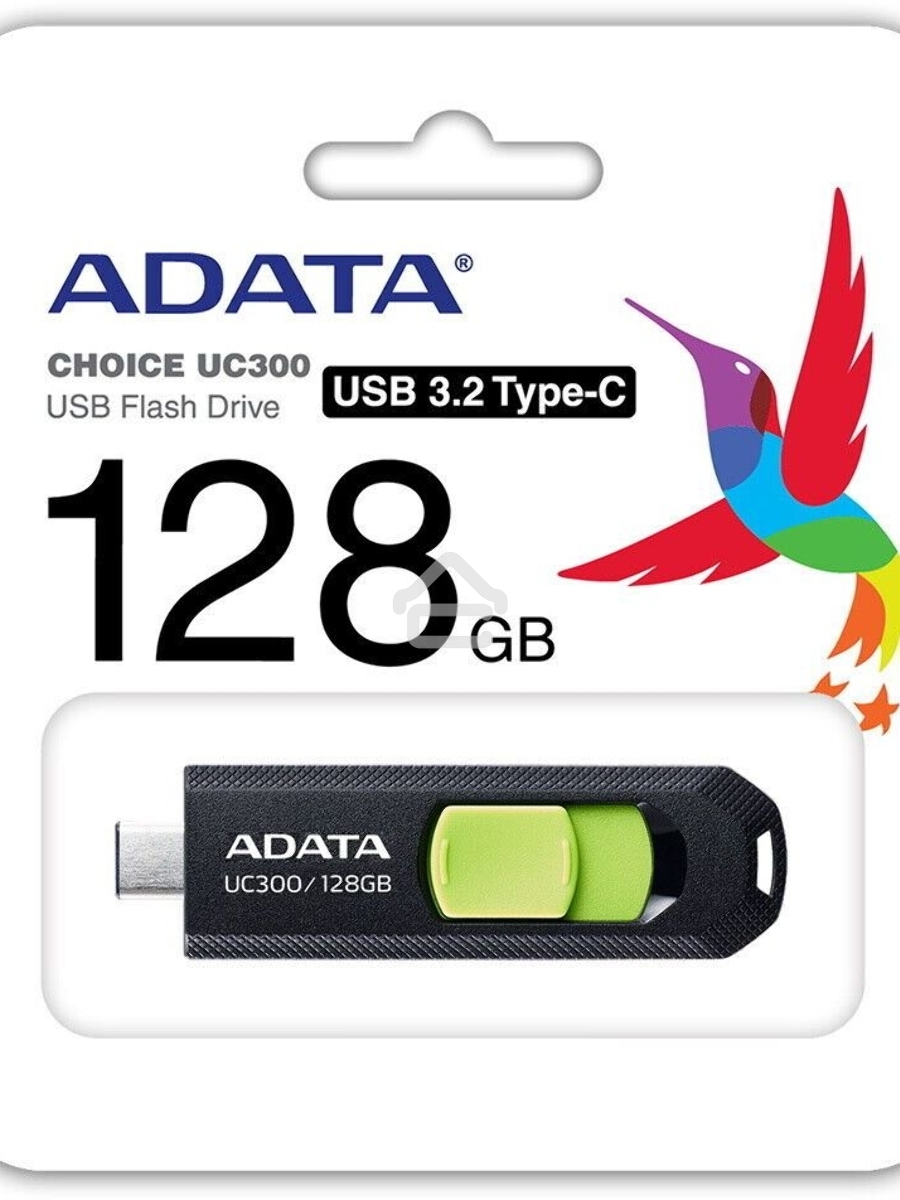Флеш диск A-Data 128Gb Type-C UC300 ACHO-UC300-128G-RBK/GN USB3.2 черный/зеленый
