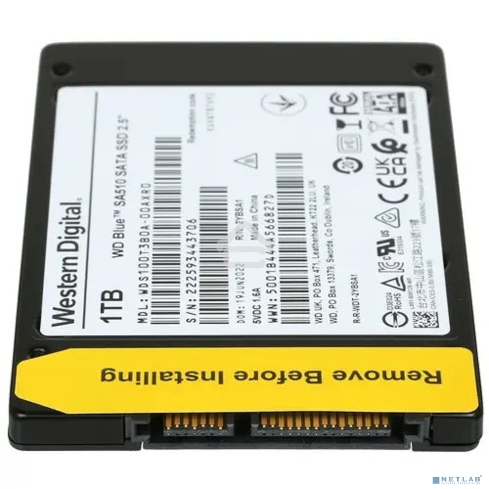 Накопитель SSD WD Blue SA510 WDS100T3B0A, 1Tb, SATA III, 2.5