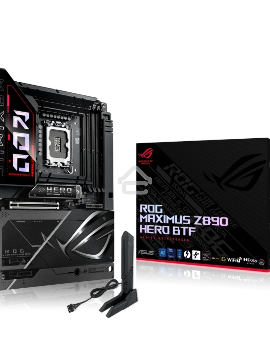 Материнская плата ASUS ROG MAXIMUS Z890 HERO BTF, LGA1851, Intel Z890, 4xDDR5, 4xSATA, 6xM.2, 1xPCIe 5.0 x16, 1xPCIe 4.0 x4, 1xPCIe x1, 1xHDMI, 2xUSB-C (Thunderbolt 4), 1xUSB-C 3.2 Gen 2, 4xUSB-A 3.2 Gen 2, 4xUSB-A 3.2 Gen 1, 2x2.5Gb LAN, Wi-Fi 7, Bluetoo