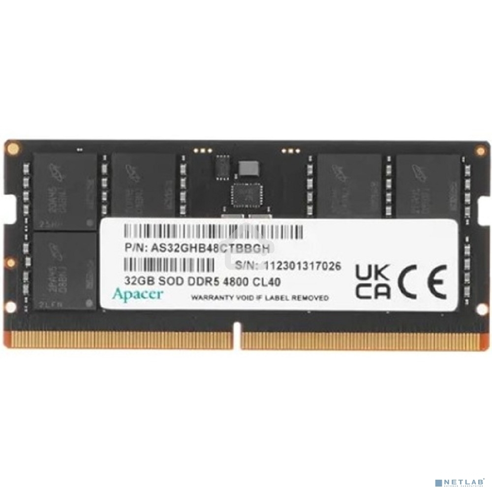 Оперативная память Apacer, DDR5, 32Gb (1x32Gb), 4800MHz, CL40, SO-DIMM
