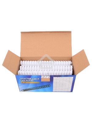 Пружины для переплета пластиковые Office Kit /  ? 25 мм / 220 листов  A4 / 50 шт в упаковке / белый.