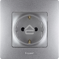 Розетка 672422 Legrand Розетка 2К+З со шторками - немецкий стандарт - винтовые зажимы - 16 А - 250 В - Etika - алюминий
