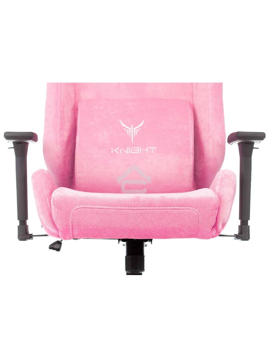 Кресло игровое Knight N1 Fabric розовый Velvet 36 с подголов. крестовина металл