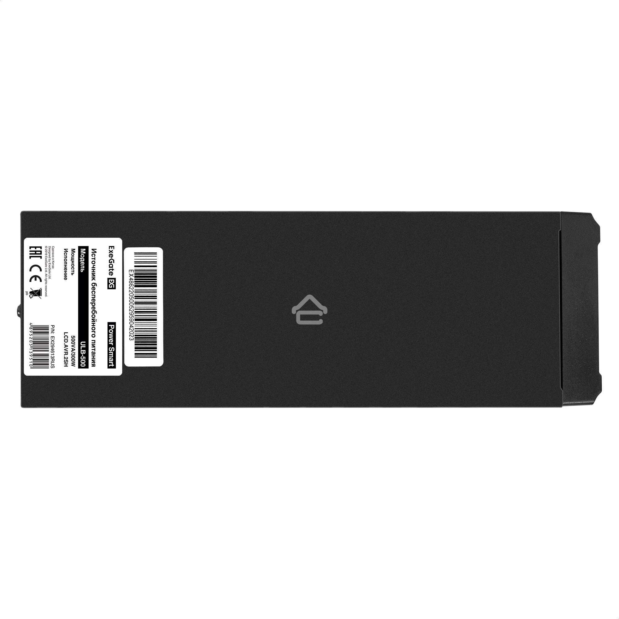 Источник бесперебойного питания ExeGate Power Smart ULB-500.LCD.AVR.2SH <500VA/300W, LCD, AVR, 2*Schuko, металлический корпус, Black>