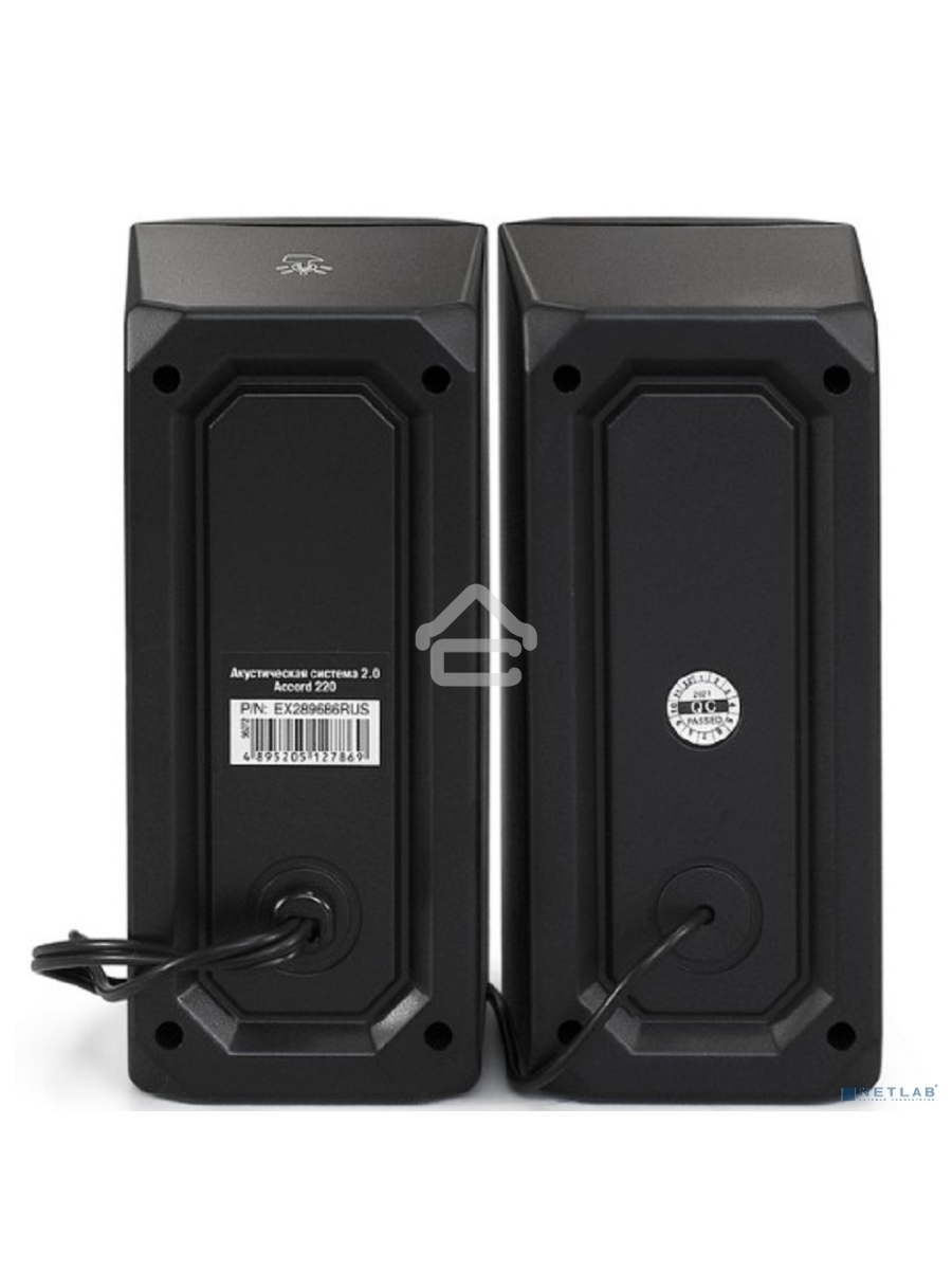 Акустическая система 2.0 ExeGate EX289686RUS Accord 220 (питание USB, 2х3Вт (6Вт RMS), 60-20000Гц, цвет черный, RGB подсветка)