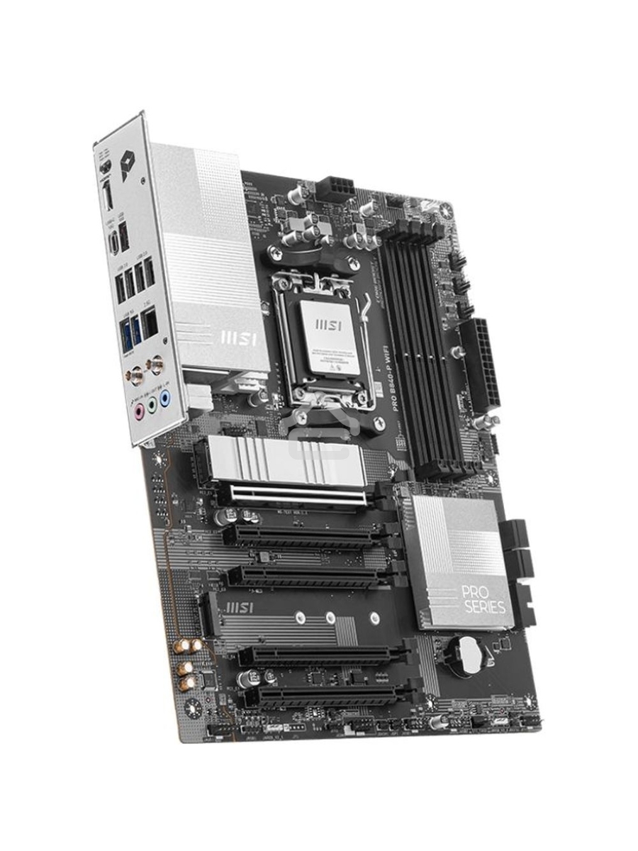 Материнская плата MSI PRO B840-P WIFI, Socket AM5, AMD B840, 4xDDR5, 4xSATA, 2xM.2, 1xPCI-E 4.0 x16, 1xPCI-E 3.0 x4, 3xPCI-E 3.0 x1, 1xHDMI, 1x 2.5Gb LAN, 4xUSB-A 2.0, 2xUSB-A 5Gbps, 1xUSB-C 5Gbps, 1xUSB-A 10Gbps, 1xUSB-C 10Gbps, 3x3.5 мм, 7.1, ATX