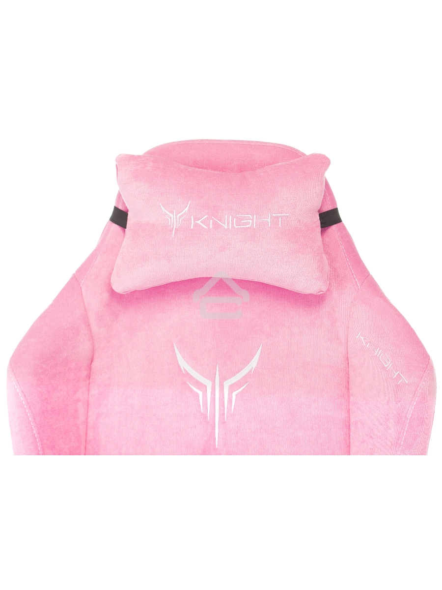 Кресло игровое Knight N1 Fabric розовый Velvet 36 с подголов. крестовина металл