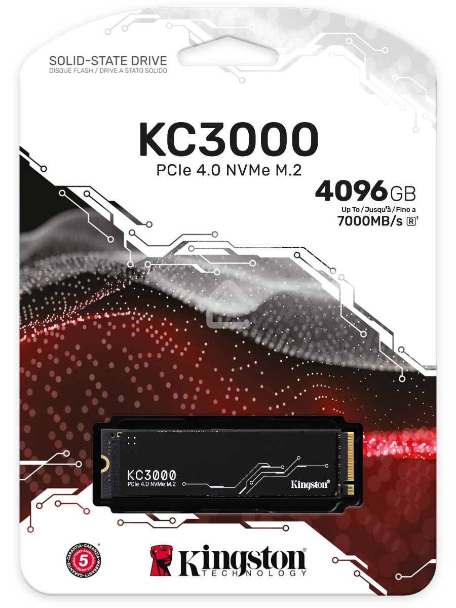 Накопитель SSD Kingston KC3000, 4Tb, PCIe 4.0 x4, M.2 2280, NVMe, R/W 7000/7000, с радиатором