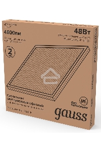 Светильник светодиодный Gauss IP20 595х595х19мм 48W 4250lm 6500K призма LED 1/4
