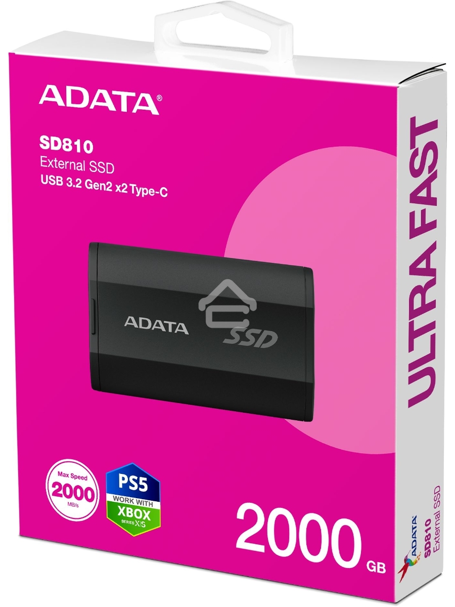 Внешний накопитель SSD ADATA 2Tb SD810 USB Type-C (2000/2000 Mb/s) metal case black (SD810-2000G-CBK)