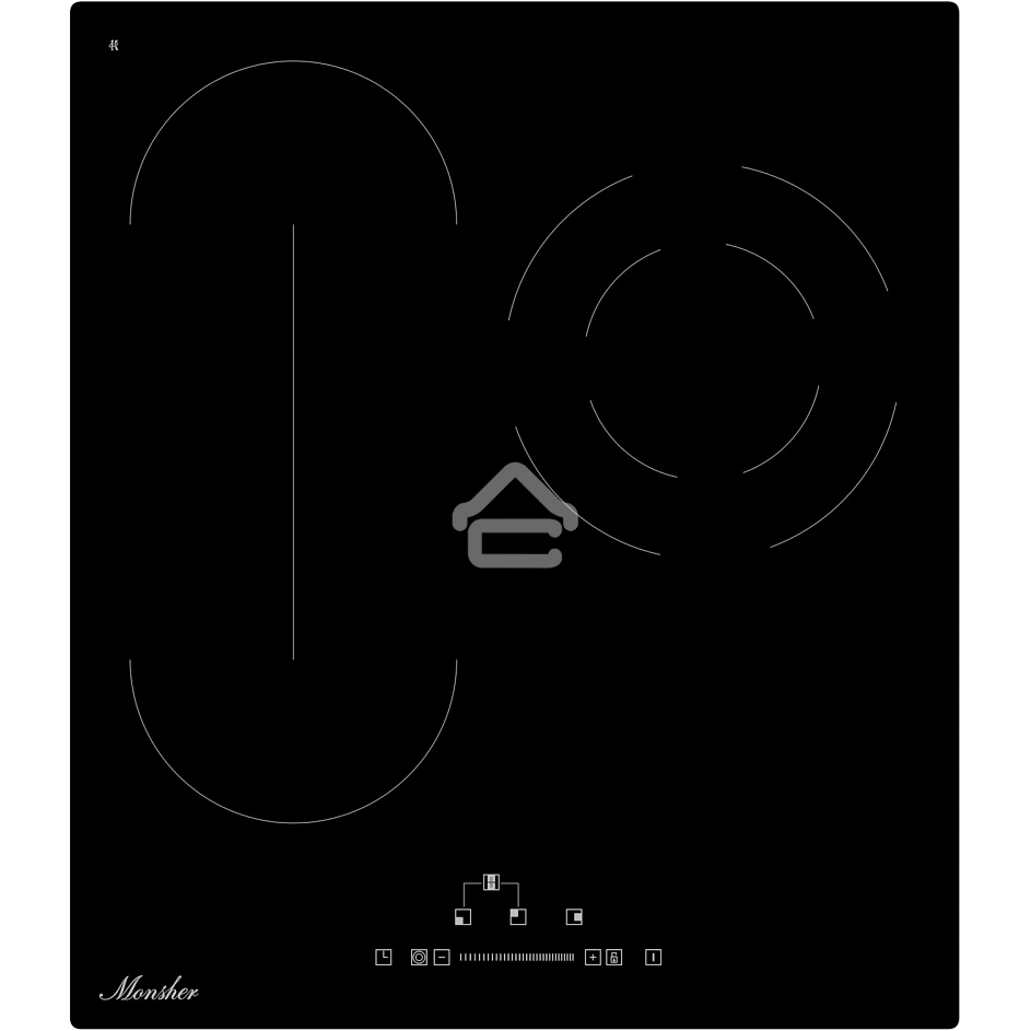 Варочная поверхность MONSHER MHE 45, Hi-Light, 45 см, 9 уровней мощности, Stop and Go, автоматическое отключение, таймер, индикатор остаточного тепла, сенсорное/слайдерное управление, черный