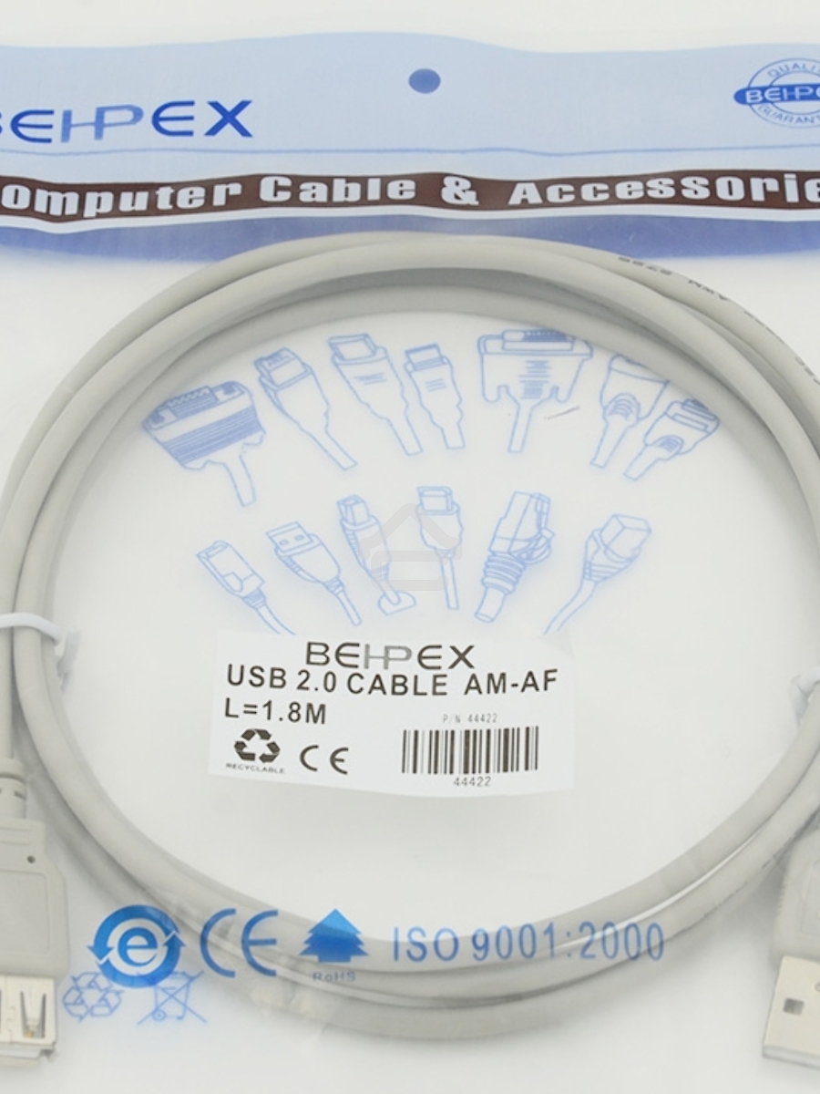 Кабель USB 2.0 Am-Af удлинитель 1.8м