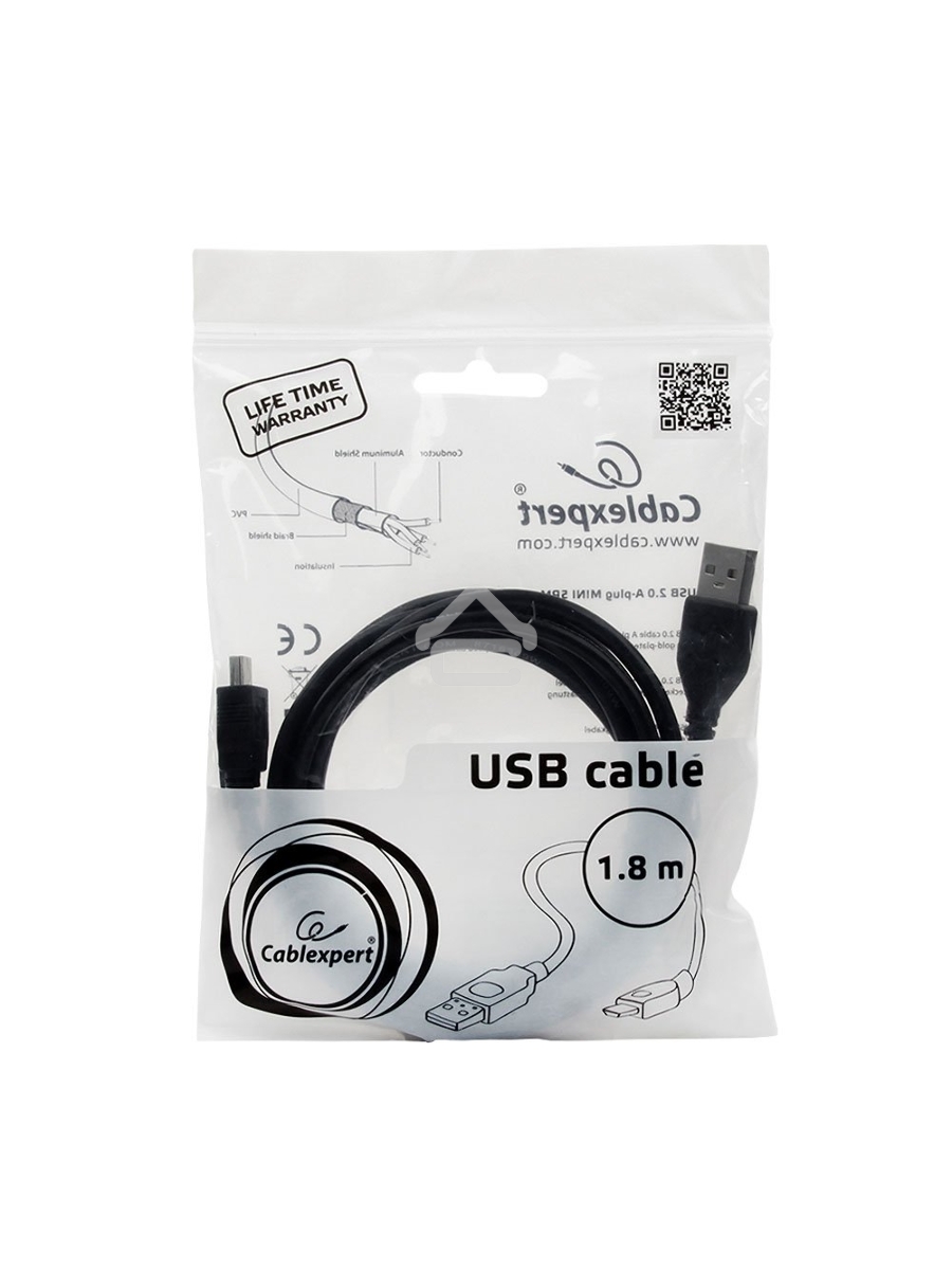 Кабель Gembird PRO CCP-USB2-AM5P-6 USB 2.0 кабель для соед. 1.8м А-miniB (5 pin) позол.конт., пакет