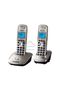 Телефон беспроводной (DECT) Panasonic KX-TG2512RUN (платиновый) {Доп трубка в комплекте,АОН, Caller ID,спикерфон на трубке,полифония}
