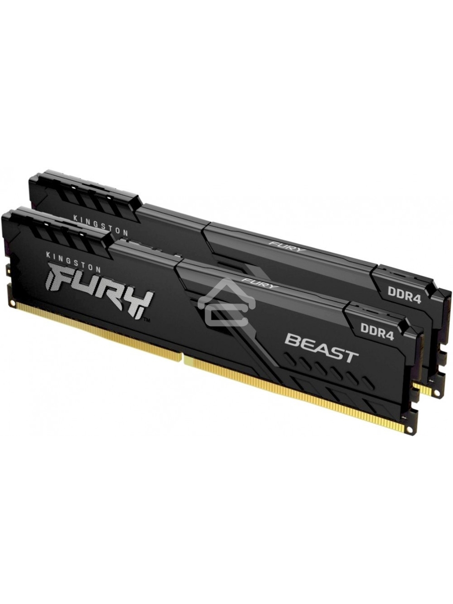 Оперативная память Kingston Fury Beast, DDR4, 64GB (2x32GB), 3200MHz, CL16, DIMM, чёрный