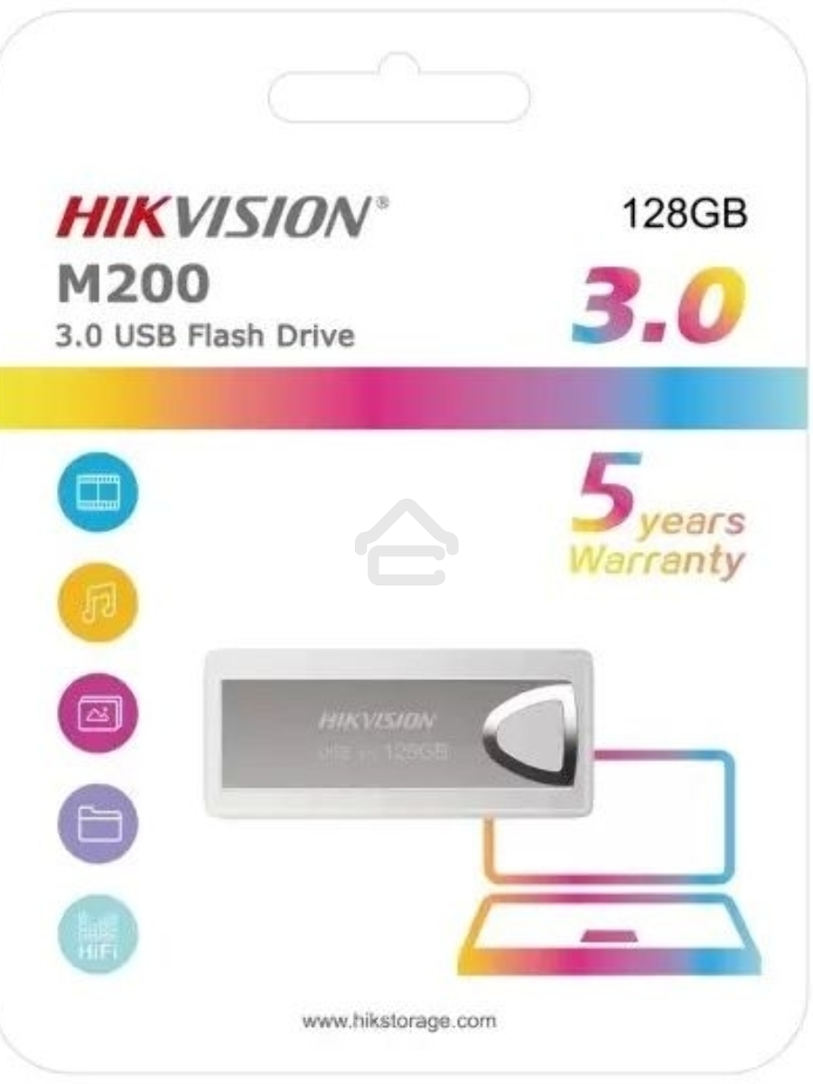 Флеш диск Hikvision 128GB M200 HS-USB-M200 128G USB2.0 серебристый