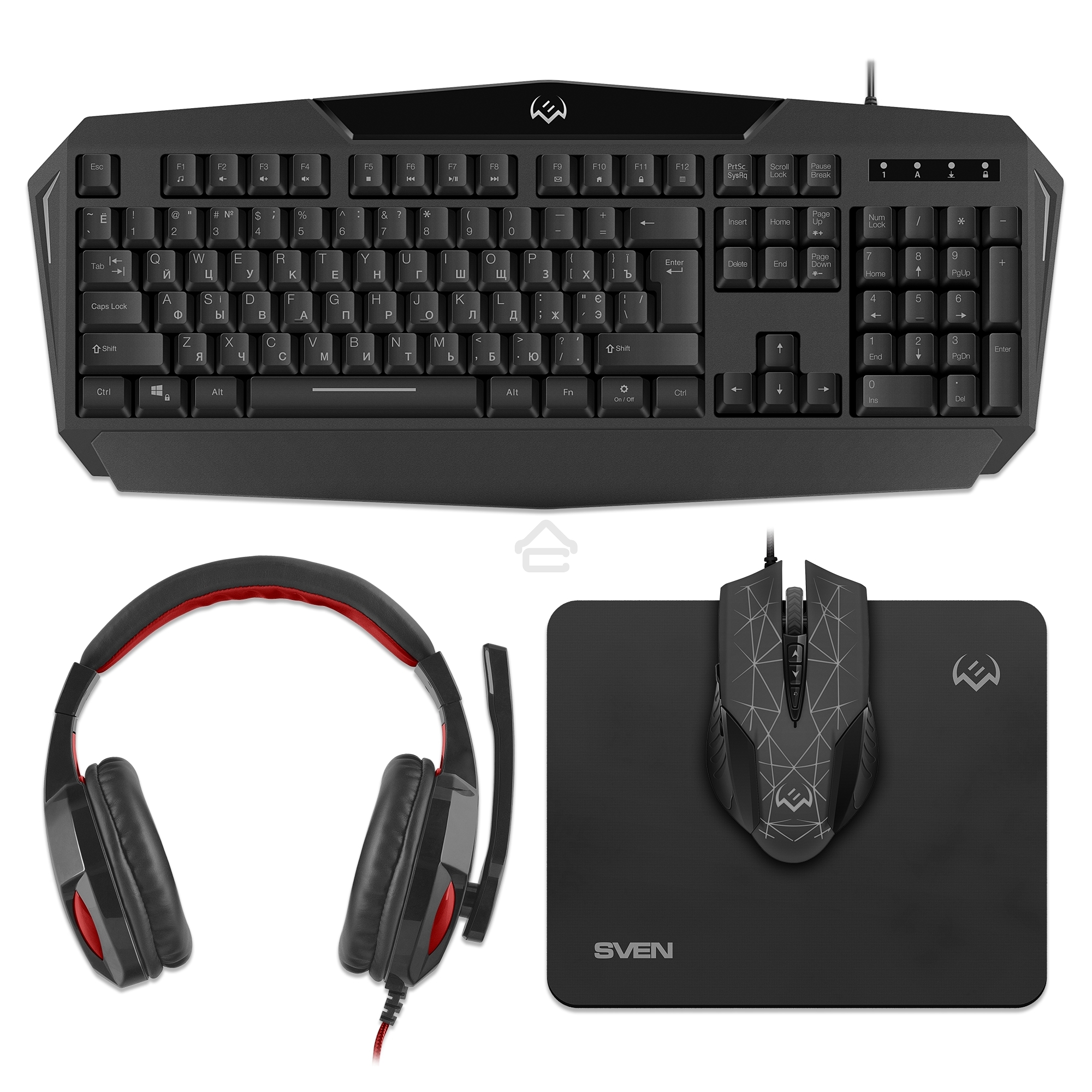 Игровой набор SVEN GS-4300 клавиатура+мышь+гарнитура+коврик