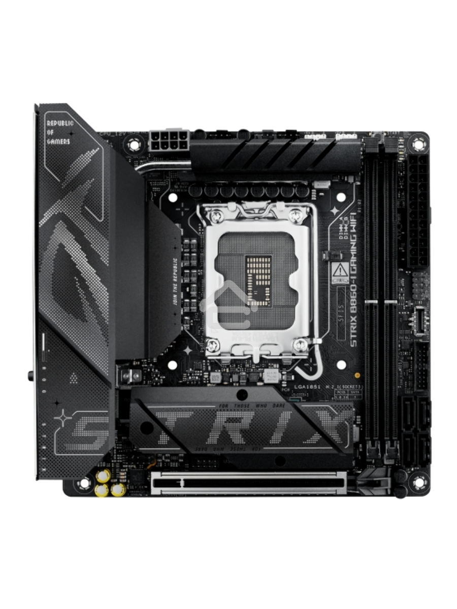 Материнская плата ASUS ROG STRIX B860-I GAMING WIFI, LGA1851, Intel B860, 2xDDR5, 4xSATA, 2xM.2, 1xPCIe 5.0 x16, 1xDP, 1xHDMI, 1xThunderbolt 4, 1x2.5Gb LAN, Wi-Fi 7, 2xUSB 2.0, 3xUSB 3.2 Gen 1, 1xUSB 3.2 Gen 2, 1xUSB 3.2 Gen 2x2, 1xUSB-C, 1xS/PDIF, 2x3.5 