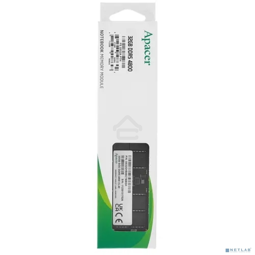 Оперативная память Apacer, DDR5, 32Gb (1x32Gb), 4800MHz, CL40, SO-DIMM
