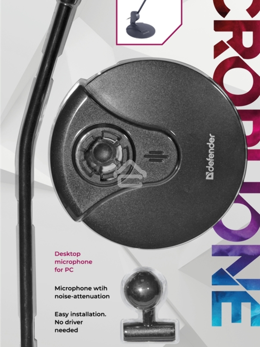 Микрофон Defender MIC-117 черный, кабель 1.8 м