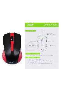 Мышь проводная Acer OMW012 черный/красный, 1200 dpi, USB, кнопки - 3