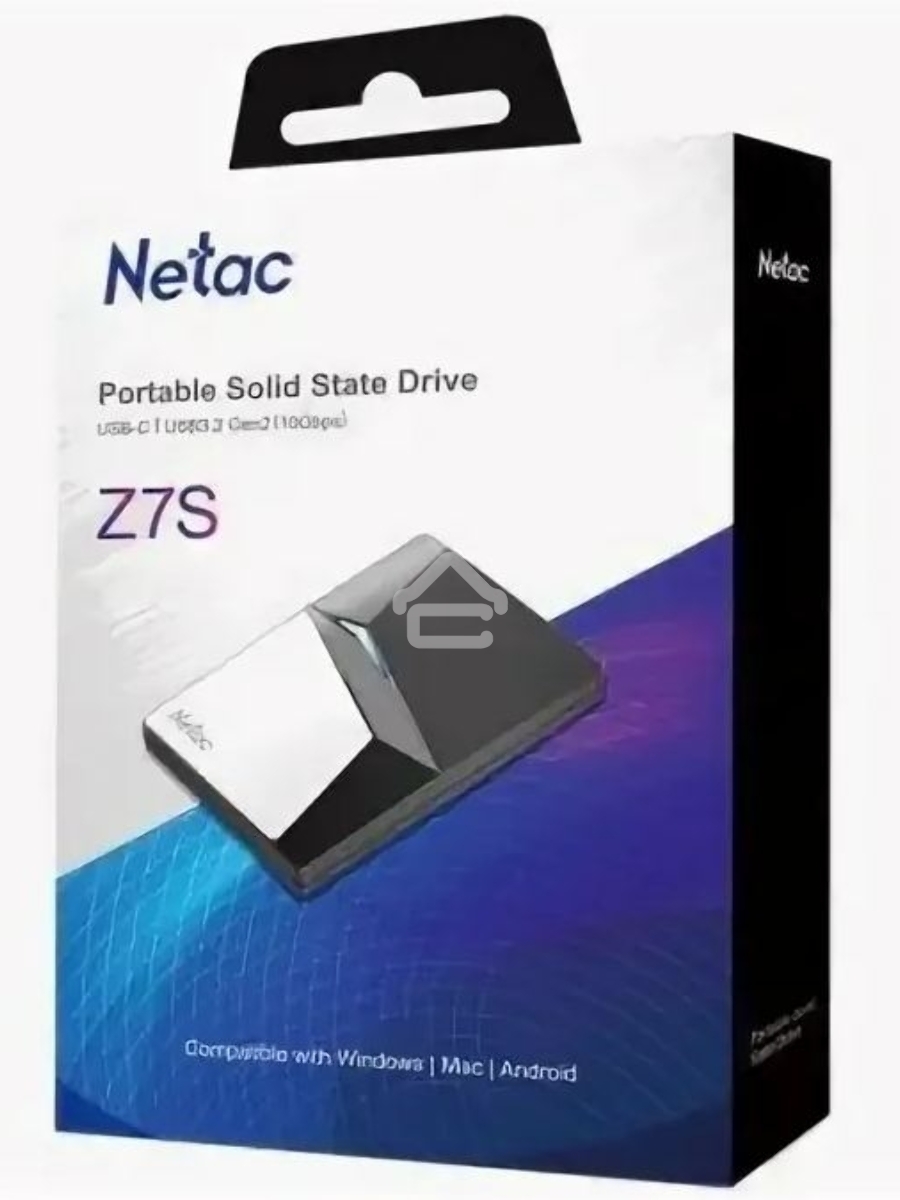 Накопитель внешний SSD External Netac 2.0Tb Z7S <NT01Z7S-002T-32BK> (USB3.2, up to 550/480MBs, 89х60х11.5mm, Aluminium+Steel+Plastic)