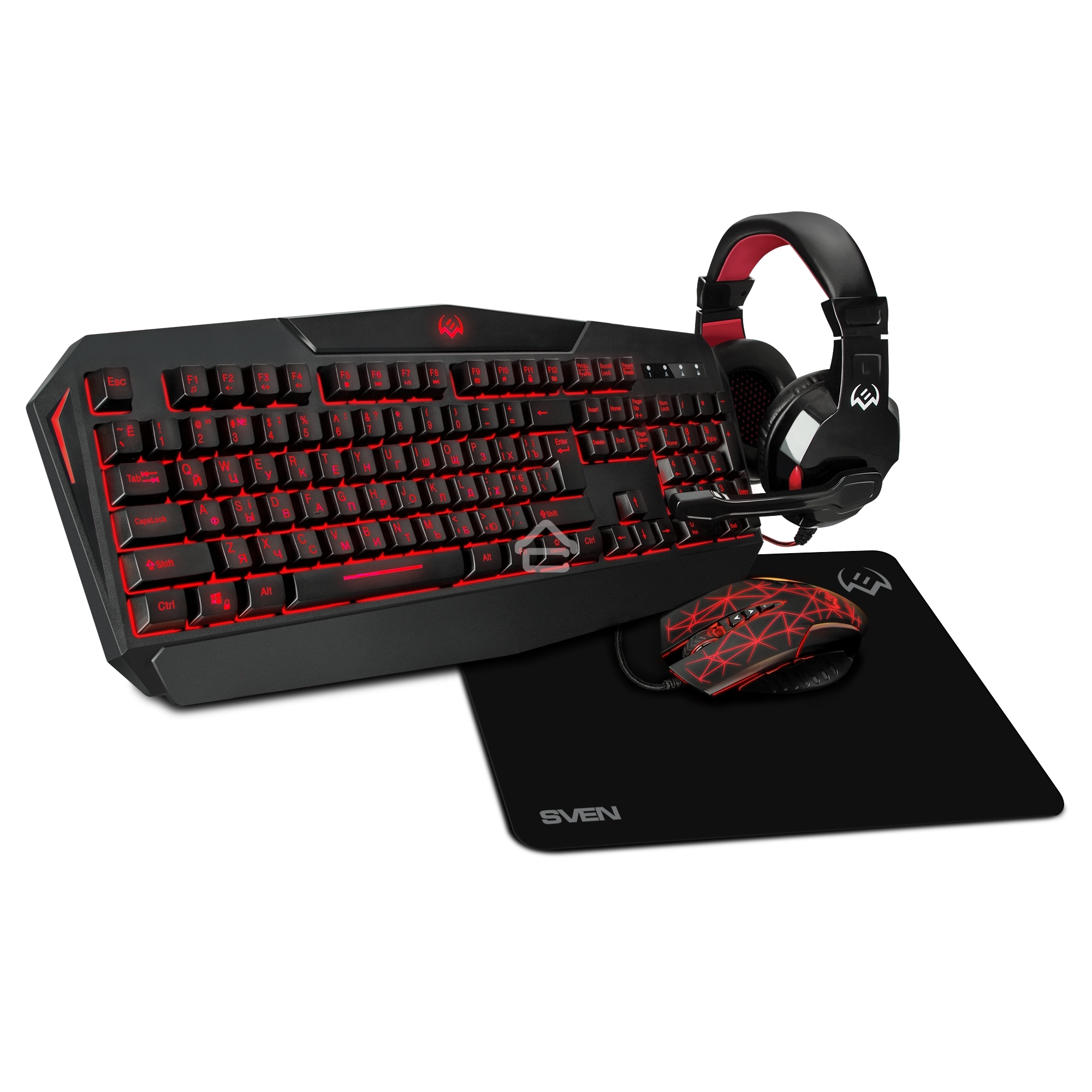 Игровой набор SVEN GS-4300 клавиатура+мышь+гарнитура+коврик