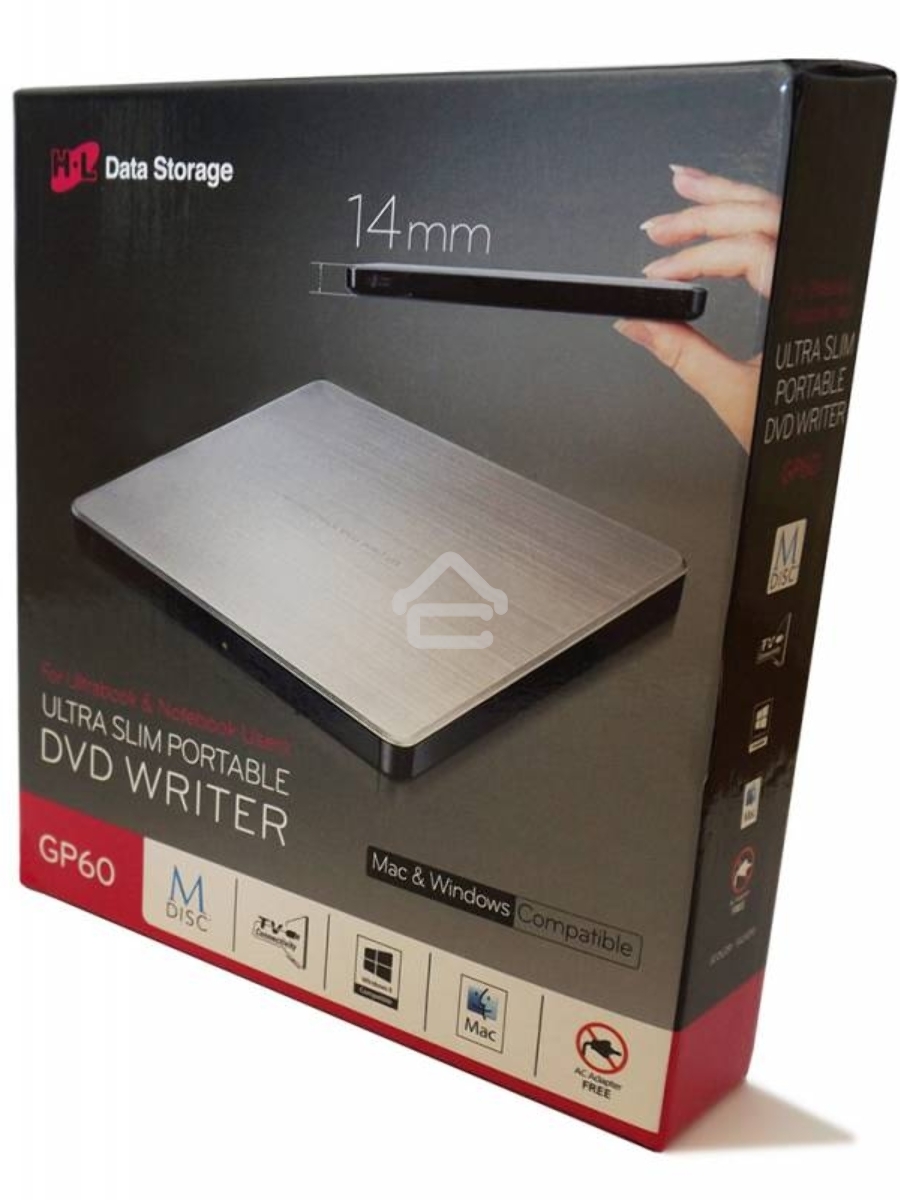 Внешний Привод DVD-RW LG GP60NS60 серебристый USB ultra slim внешний RTL