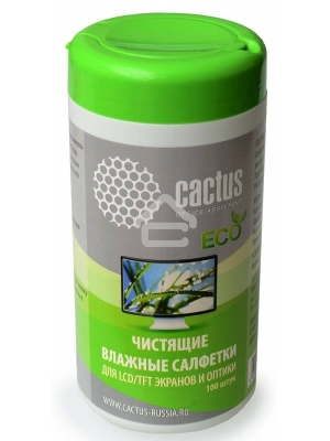 Салфетки Cactus CS-T1001E для экранов и оптики туба 100шт влажные