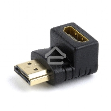 Переходник Cablexpert HDMI-HDMI 19F/19M, угловойсоединитель 90 градусов, золотые разъемы (A-HDMI90-FML)
