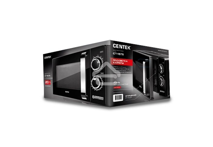 Микроволновая печь Centek CT-1575 черный, 20 л, 700 Вт, поворотный механизм
