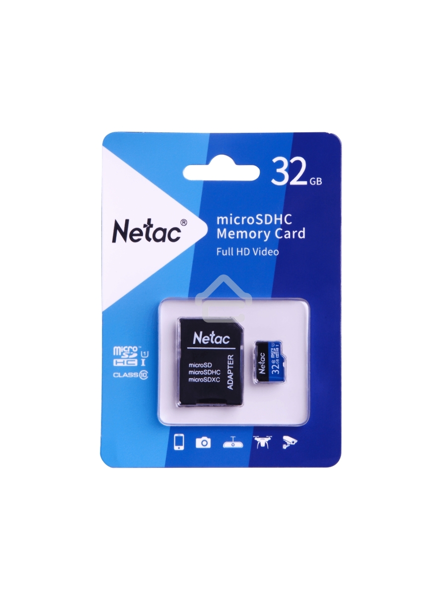 Флеш карта microSDHC 32GB Netac P500 <NT02P500STN-032G-R> (с SD адаптером) 80MB/s