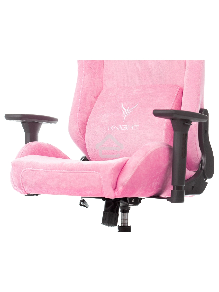 Кресло игровое Knight N1 Fabric розовый Velvet 36 с подголов. крестовина металл