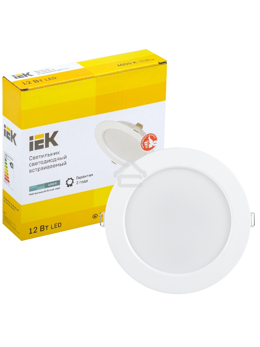 Светильник Iek LDVO0-1613-12-4000-K01 LED ДВО 1613 белый круг 12Вт 4000К IP20 {пластик. корпус, диам 145 мм}