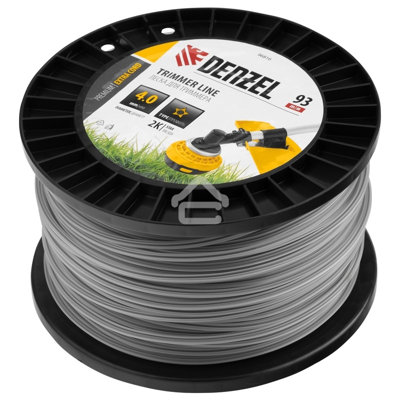 Леска для триммера Denzel двухкомпонентная звезда, 4,0 мм х 93 м, на DIN катушке EXTRA CORD
