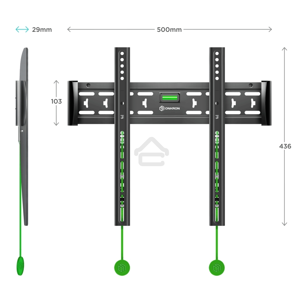 Кронштейн ONKRON FM5/32-55'' макс 400x400 наклон 0º от стены: 29мм макс вес 56,8кг