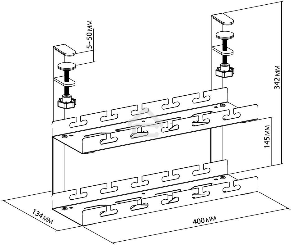 Кабель-канал Cactus CS-CM-400-2BK для столов 40x13.4x34.2 см черный