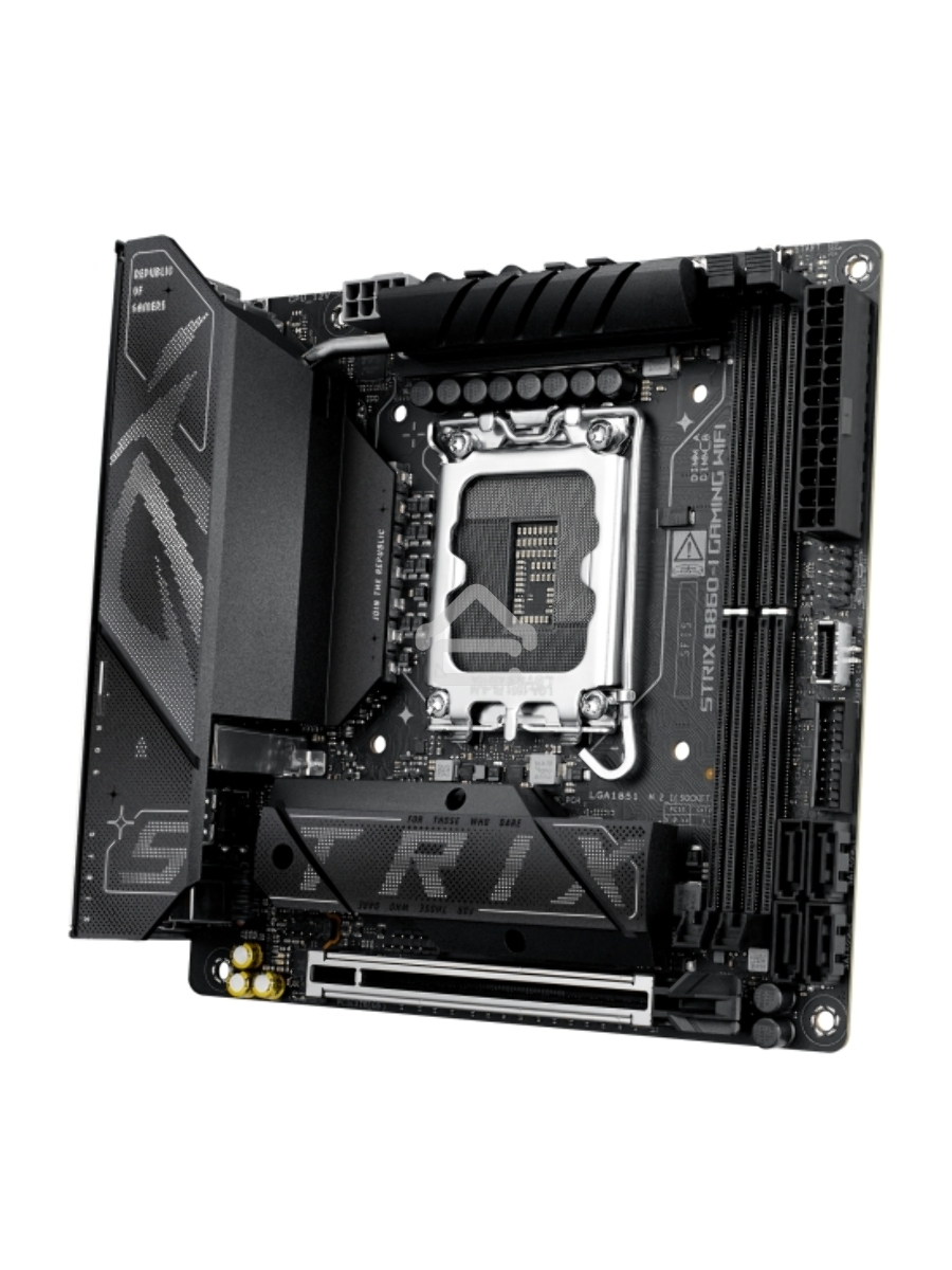 Материнская плата ASUS ROG STRIX B860-I GAMING WIFI, LGA1851, Intel B860, 2xDDR5, 4xSATA, 2xM.2, 1xPCIe 5.0 x16, 1xDP, 1xHDMI, 1xThunderbolt 4, 1x2.5Gb LAN, Wi-Fi 7, 2xUSB 2.0, 3xUSB 3.2 Gen 1, 1xUSB 3.2 Gen 2, 1xUSB 3.2 Gen 2x2, 1xUSB-C, 1xS/PDIF, 2x3.5 