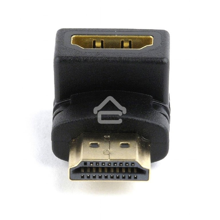 Переходник Cablexpert HDMI-HDMI 19F/19M, угловойсоединитель 90 градусов, золотые разъемы (A-HDMI90-FML)