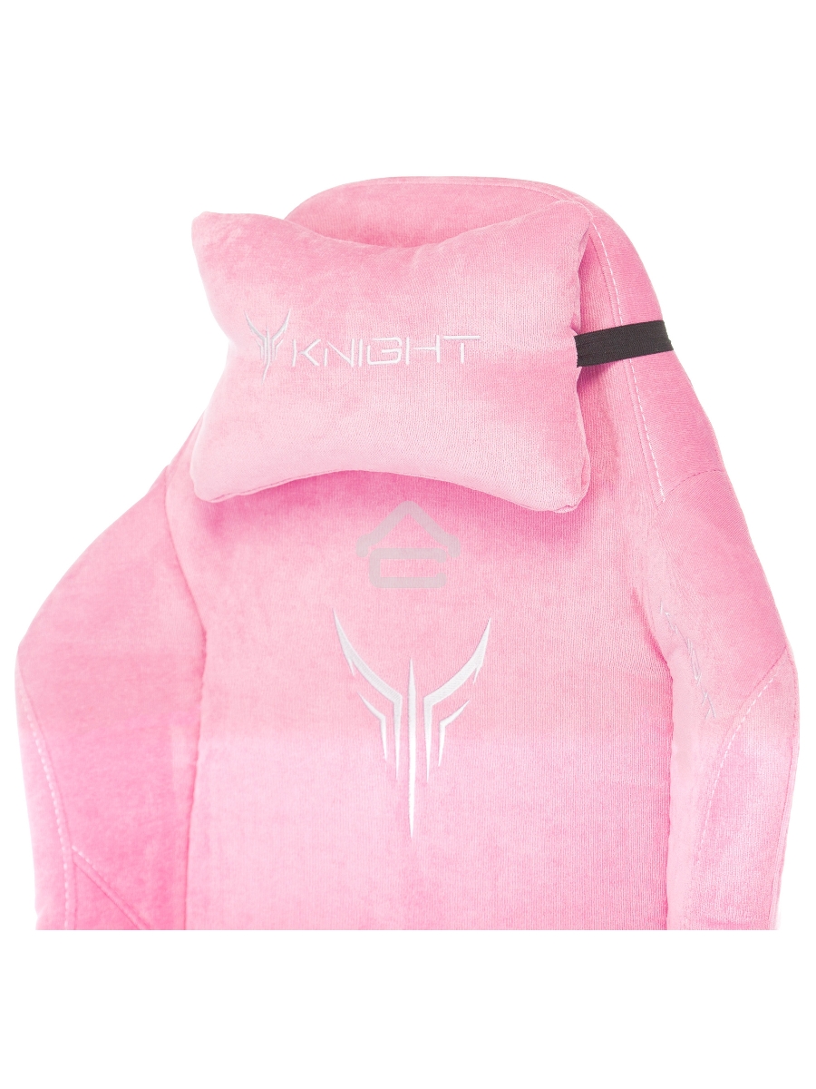 Кресло игровое Knight N1 Fabric розовый Velvet 36 с подголов. крестовина металл