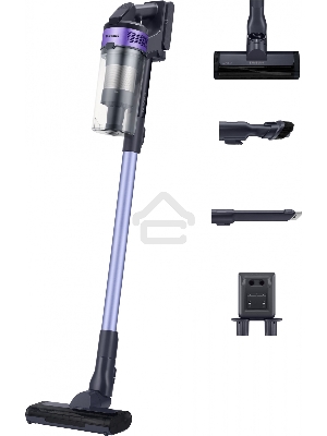 Пылесос вертикальный Samsung VS15A6031R4/EV фиолетовый/чёрный, питание от аккумулятора, 150 Вт, уборка сухая, пылесборник 0.8 л, работа от АКБ max 40 мин.