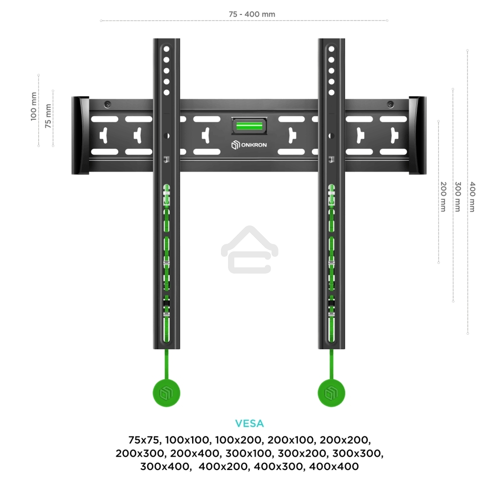 Кронштейн ONKRON FM5/32-55'' макс 400x400 наклон 0º от стены: 29мм макс вес 56,8кг