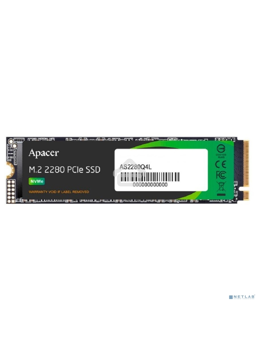 Накопитель SSD Apacer AS2280Q4L, 512Gb, M.2 2280, PCIe 4.0 x4, NVMe, R/W 3600/3000