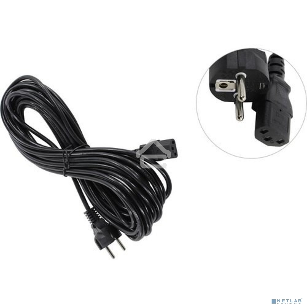 Кабель питания ExeGate Power PC-10P (Евровилка Schuko->С13) VDE-250V-3*0.75-CU, 10A, черный, 10м
