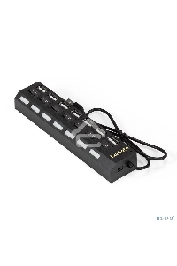 Хаб USB (концентратор) ExeGate EX293978RUS DUB-72SW (кабель-адаптер USB2.0 --> 7xUSB2.0, кнопки включения/отключения для каждого порта, Plug&Play, черный)