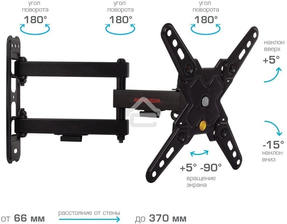 Кронштейн Arm media MARS-8 черный, 8 шт/уп. Кр. стал. настенный для TV 20