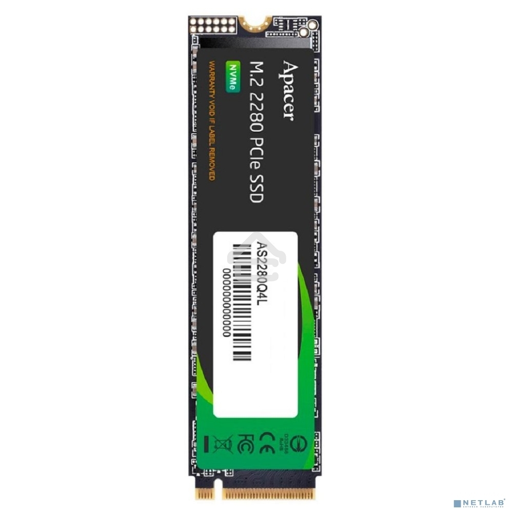 Накопитель SSD Apacer AS2280Q4L, 512Gb, M.2 2280, PCIe 4.0 x4, NVMe, R/W 3600/3000