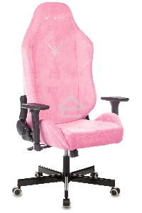 Кресло игровое Knight N1 Fabric розовый Velvet 36 с подголов. крестовина металл